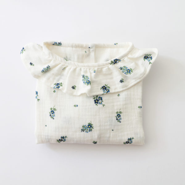 BLOUSE FLEURS BLEUES