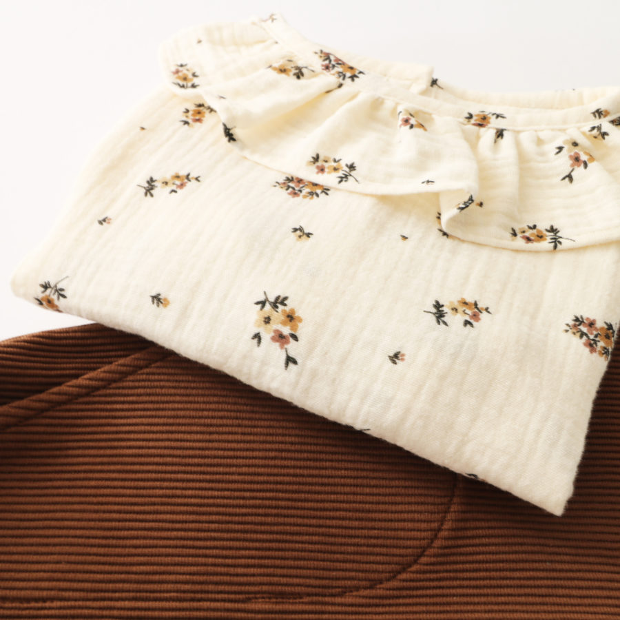 BLOUSE FLEURS CHOCOLAT – Image 2