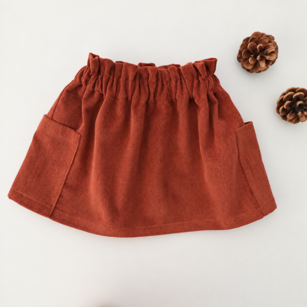 JUPE REVERSIBLE VELOURS TERRACOTTA