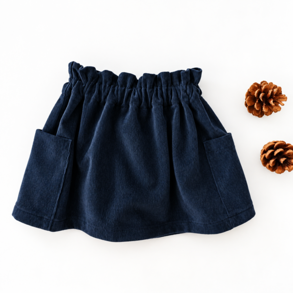 JUPE REVERSIBLE VELOURS BLEU MARINE